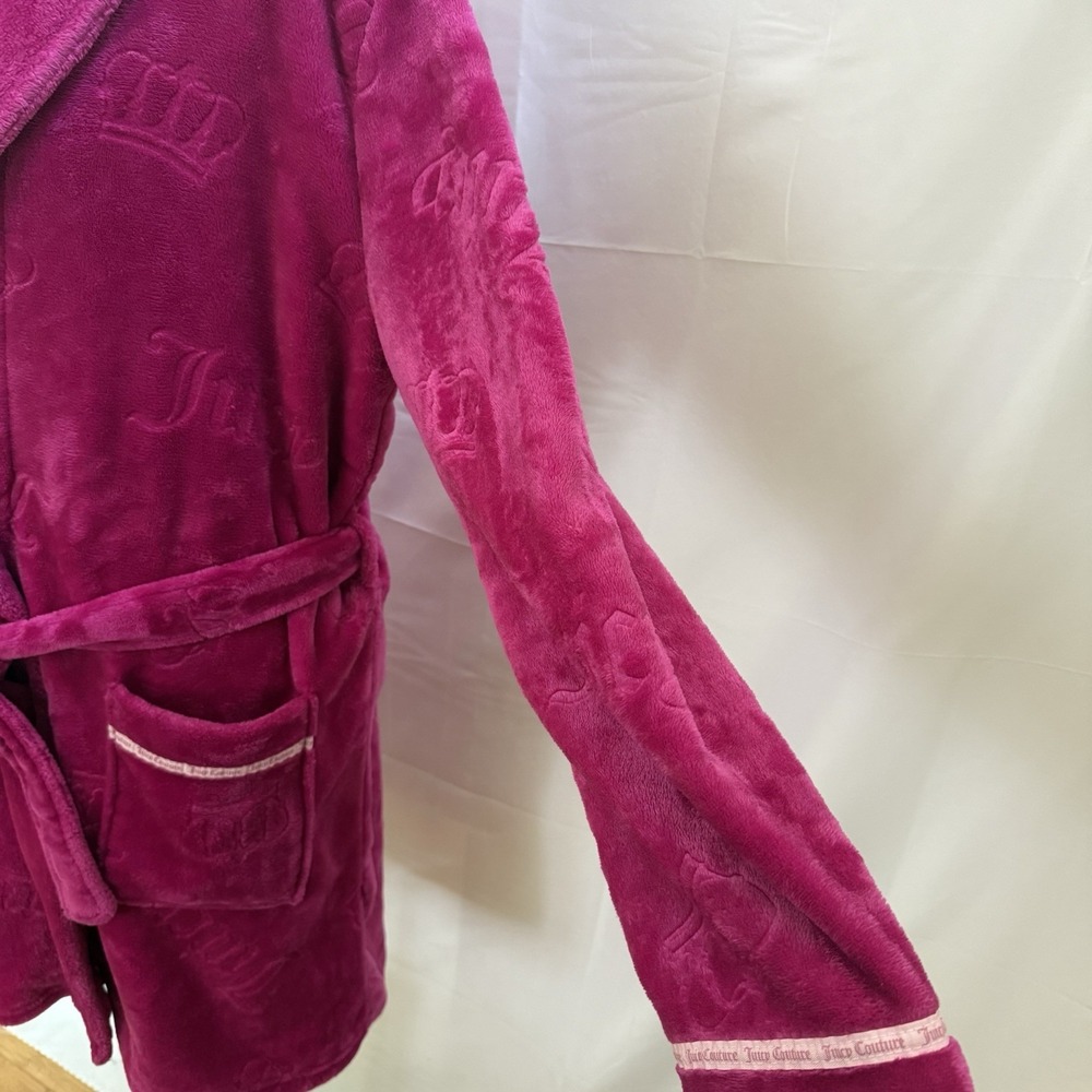 Juicy Couture Women's Pink Plush Belted Robe with Pockets Size L/XL - Picture 4 of 16